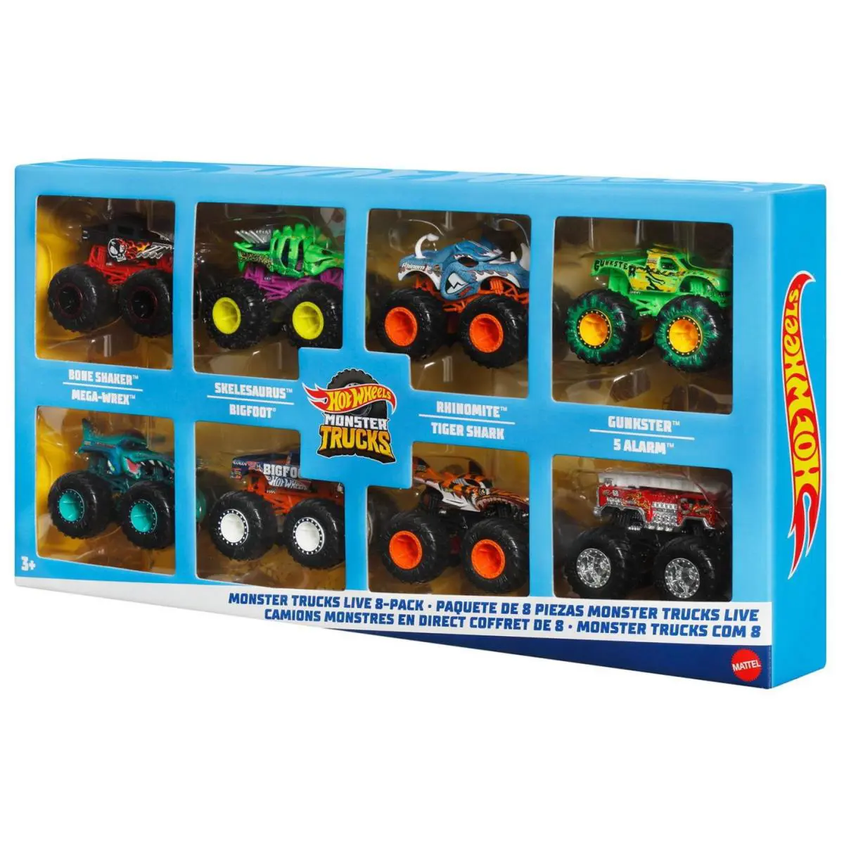 Hot Wheels Monster Truck Live 8 Pack Bigfoot Bone Shaker Tiger Shark HDB12