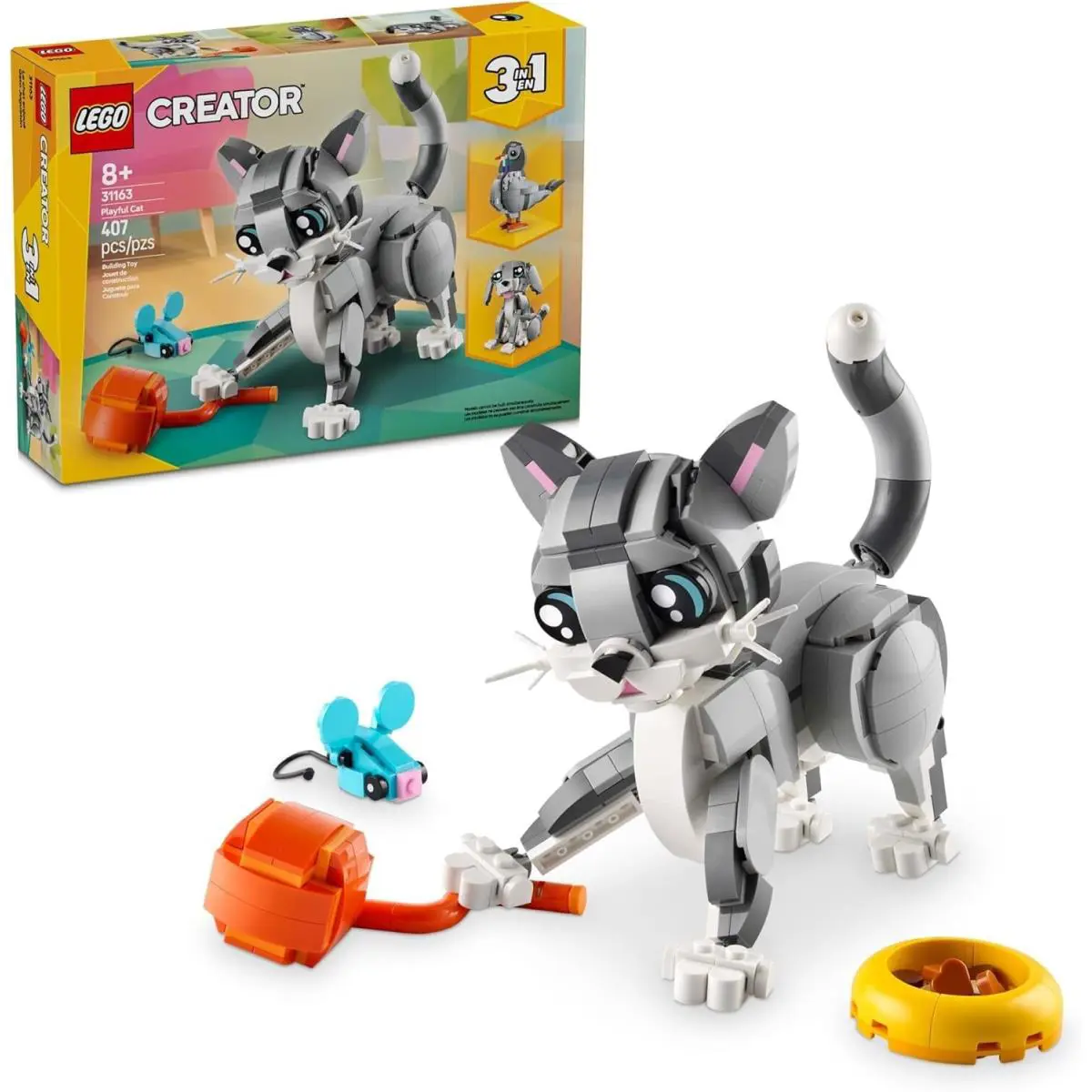 Lego Creator Playful Cat Gray Kitten 3 in 1 Building Set 31163 407 Pcs