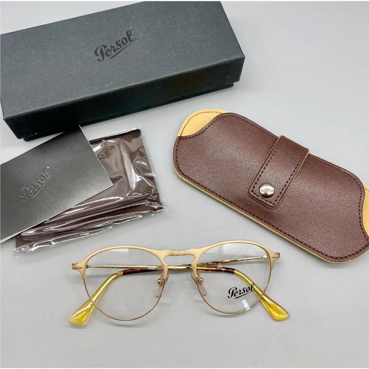 PO 7092 V 1069 Matte Gold Eyeglasses 50-19-145mm Made in Italy by Persol