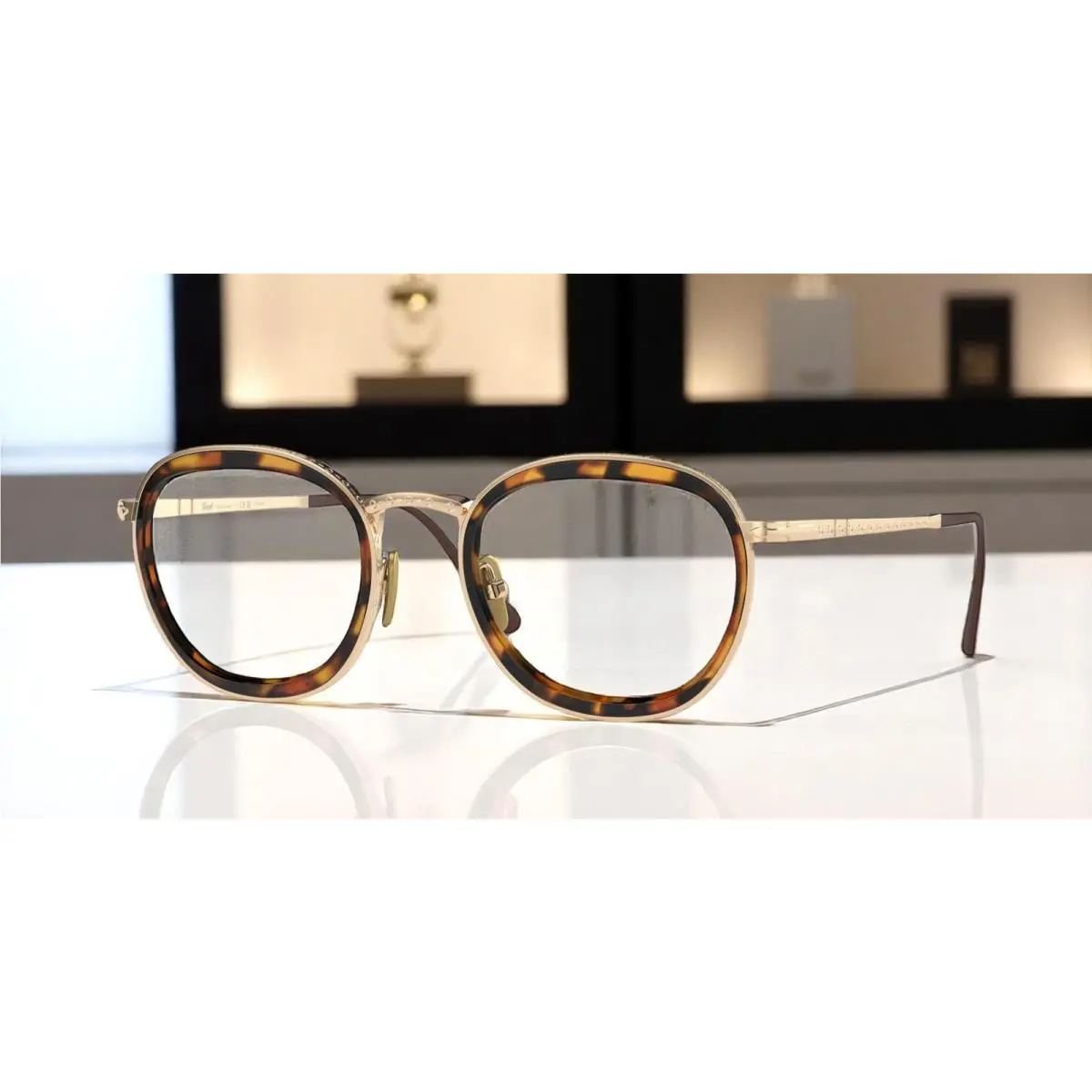 Persol PO5009VT 8013 Gold Transparent Titanium 47 mm Unisex Eyeglasses