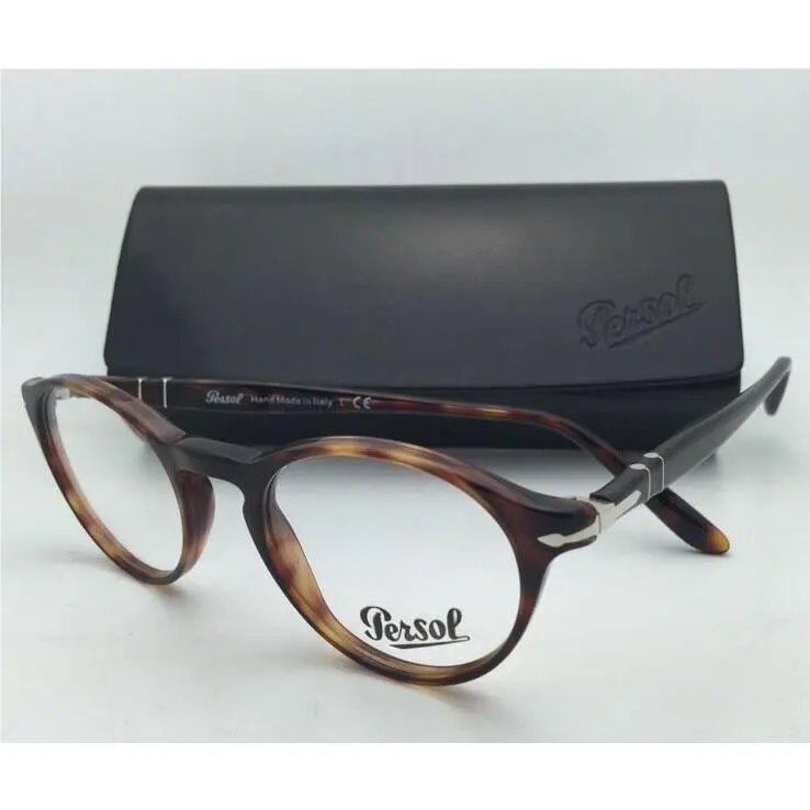 Persol Rx-able Eyeglasses 3092-V 9015 50-19 Havana Tortoise Round Frames