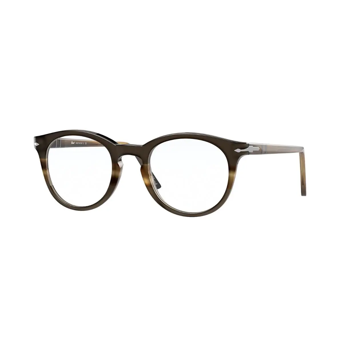 Persol Eyeglasses Men`s Round PO3259V 1135 Striped Brown Demo Lens 45mm