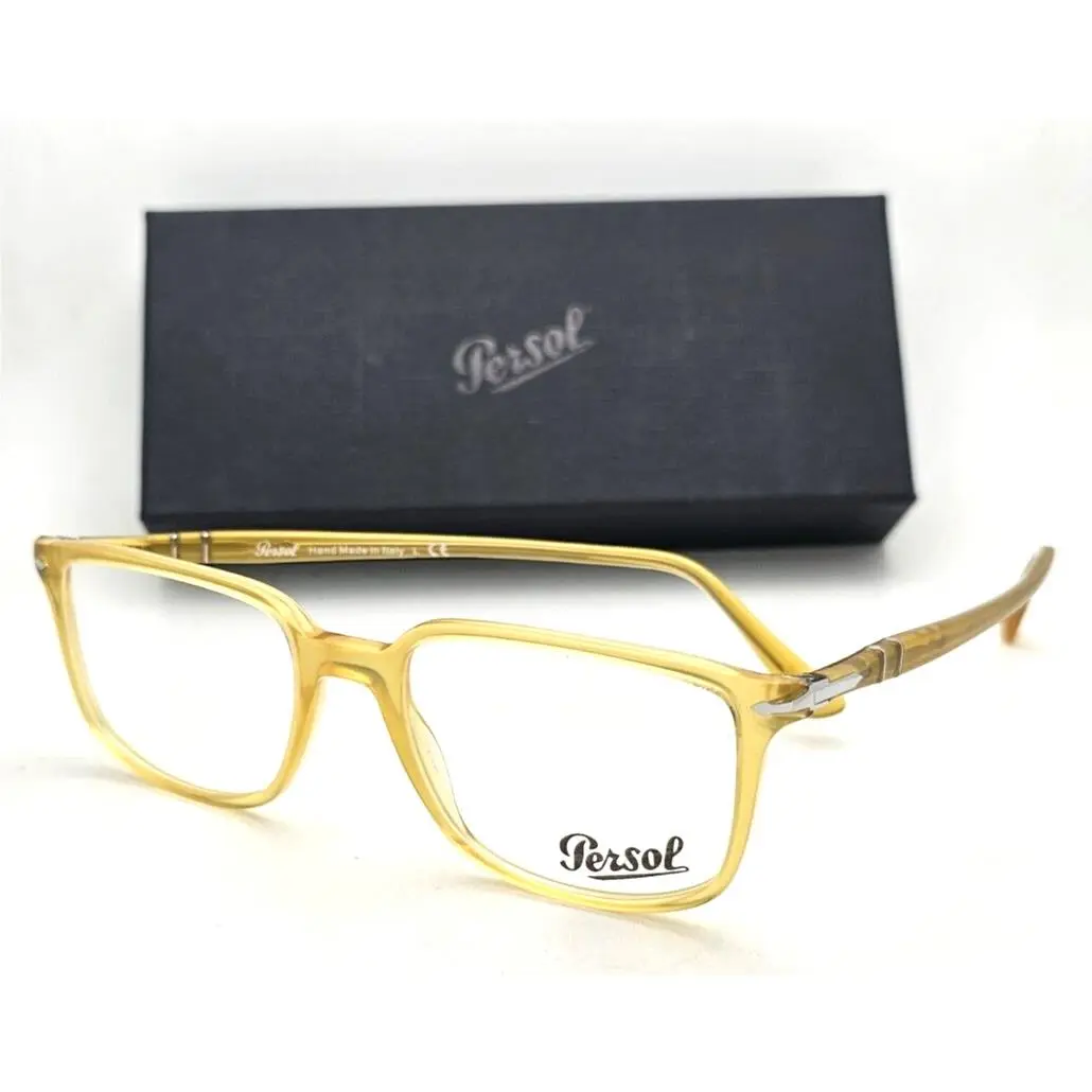 Persol Eyeglasses 3275-V 204 Miele 52-18 145 Honey Yellow Silver Frames
