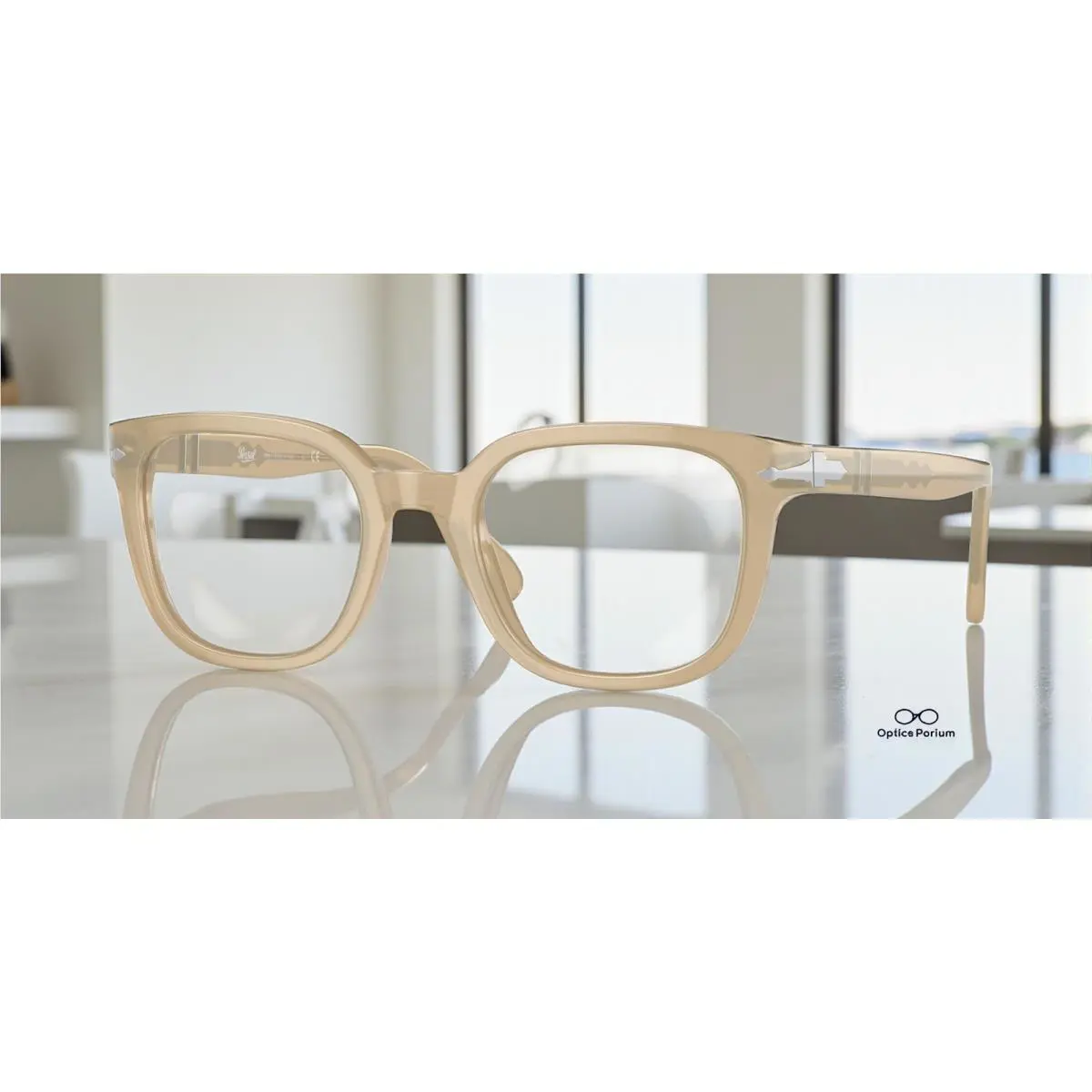 Persol PO3263V 1169 Square Beige Opal Demo Lens 50 mm Unisex Eyeglasses