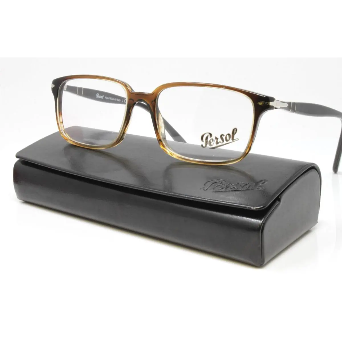 Persol Eyeglasses Men`s Brown Striped Rectangular Frame 53mm PO3013V-1026