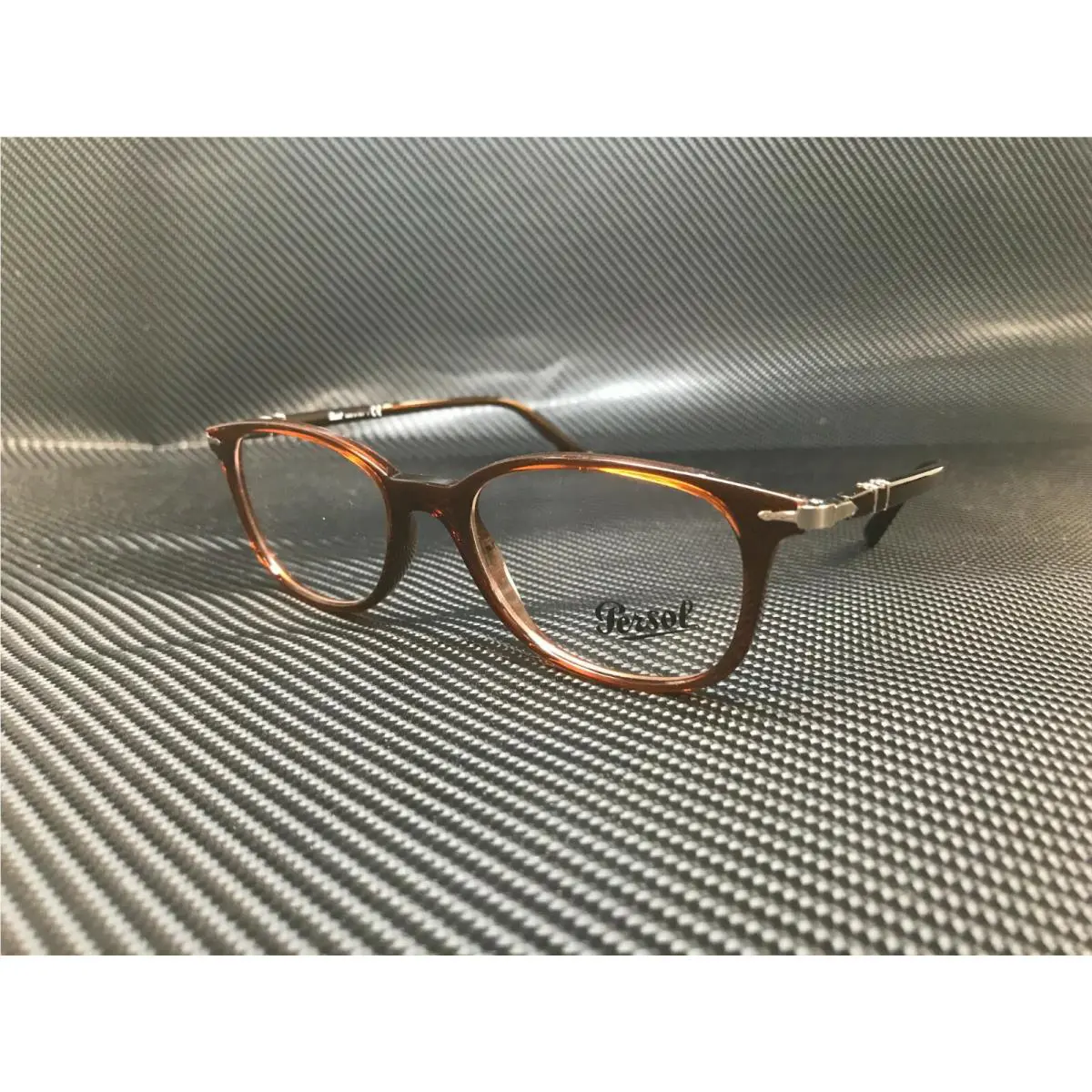 Persol PO3183V 1076 Transparent Brown Rectangle Square Men`s 52 mm Eyeglasses