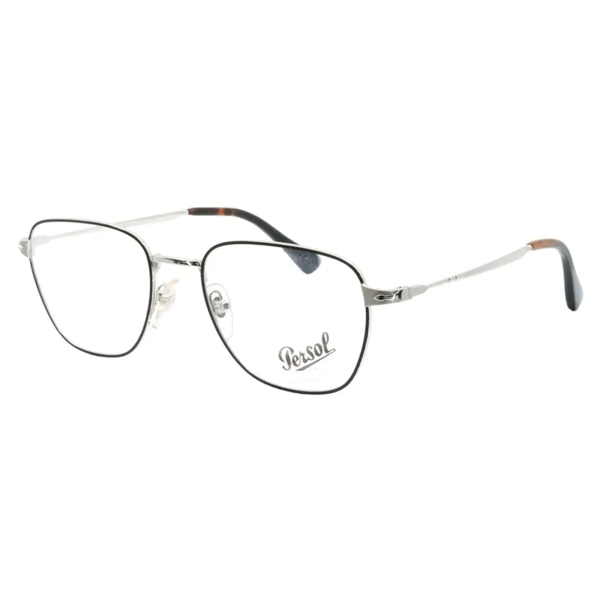 2447V 52 1074 Eyeglasses Silver/black with Demo Lenses with Case by Persol