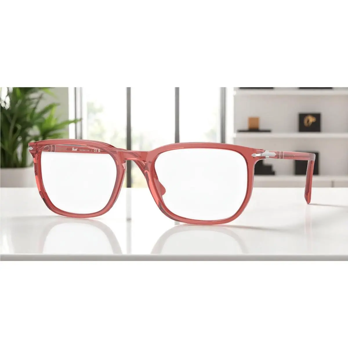 Persol PO3339V 1198 Transparent Red Clear 56 mm Unisex Eyeglasses
