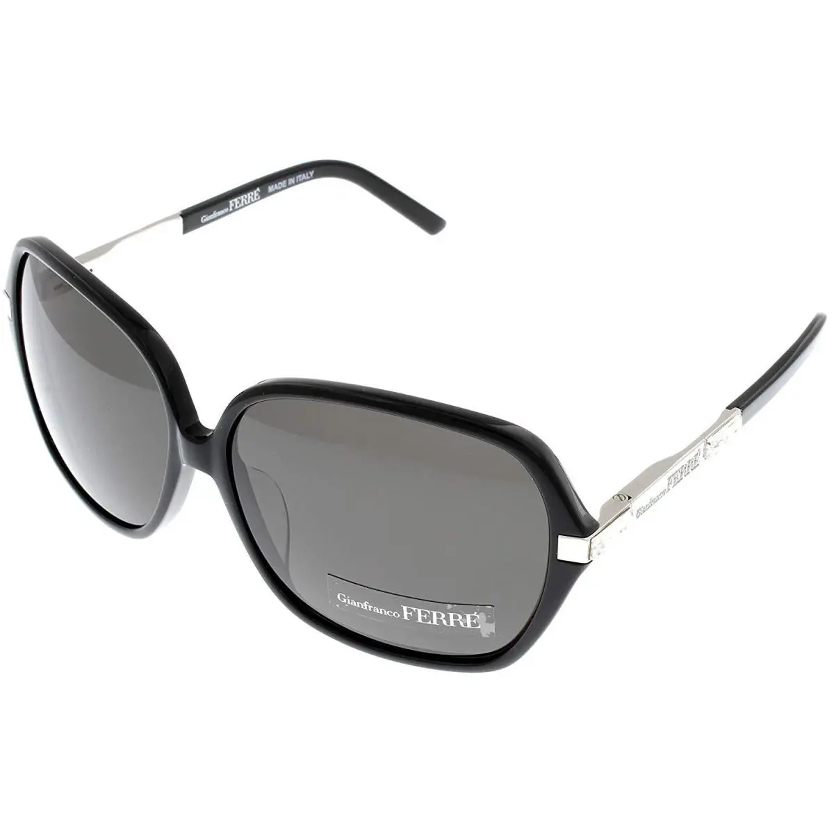 Sunglasses Women GF910 01 Black Silver Swarovski Rectangular by Gianfranco Ferre