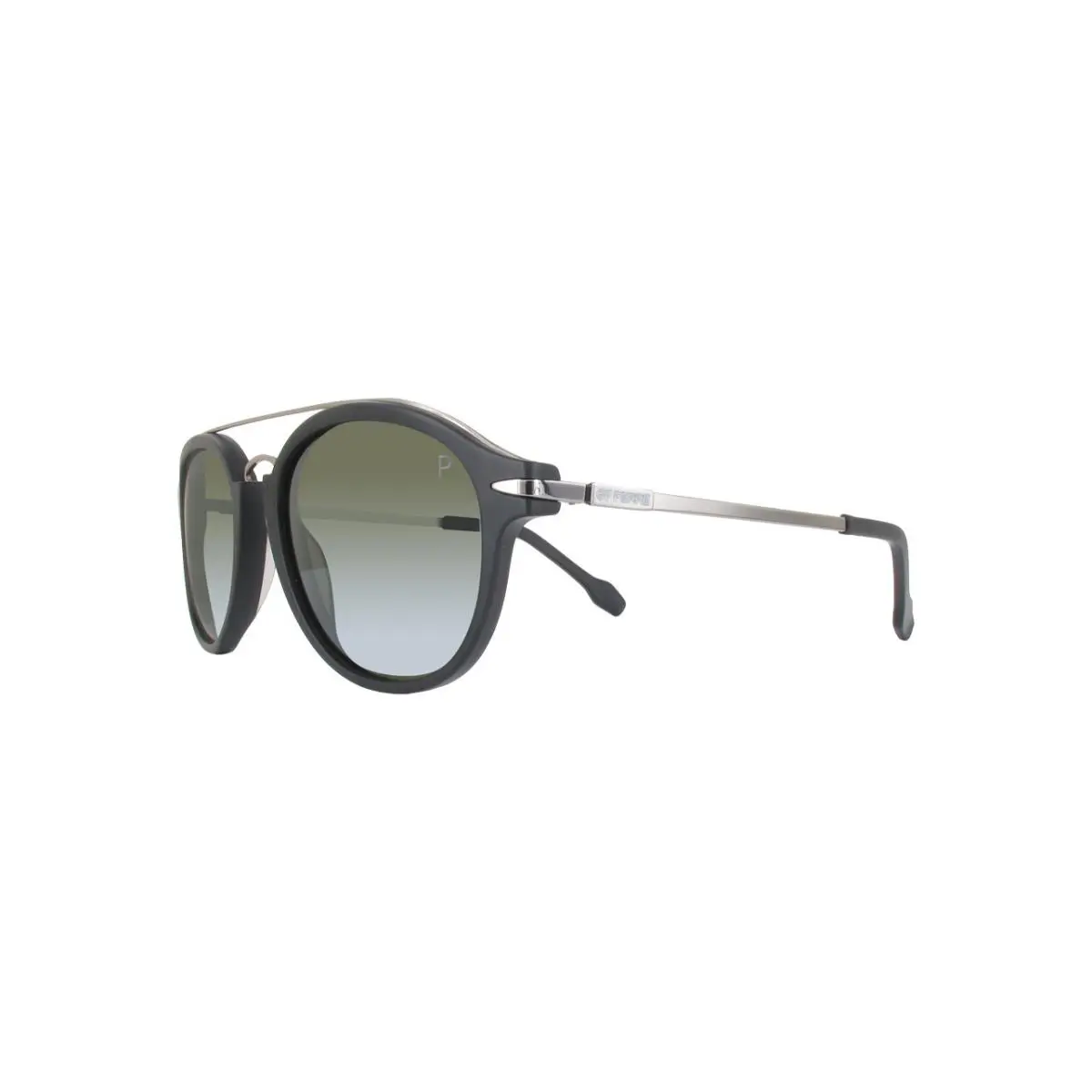 Unisex Round Sunglasses Green Polarized Lens Black Frame by Gianfranco Ferre
