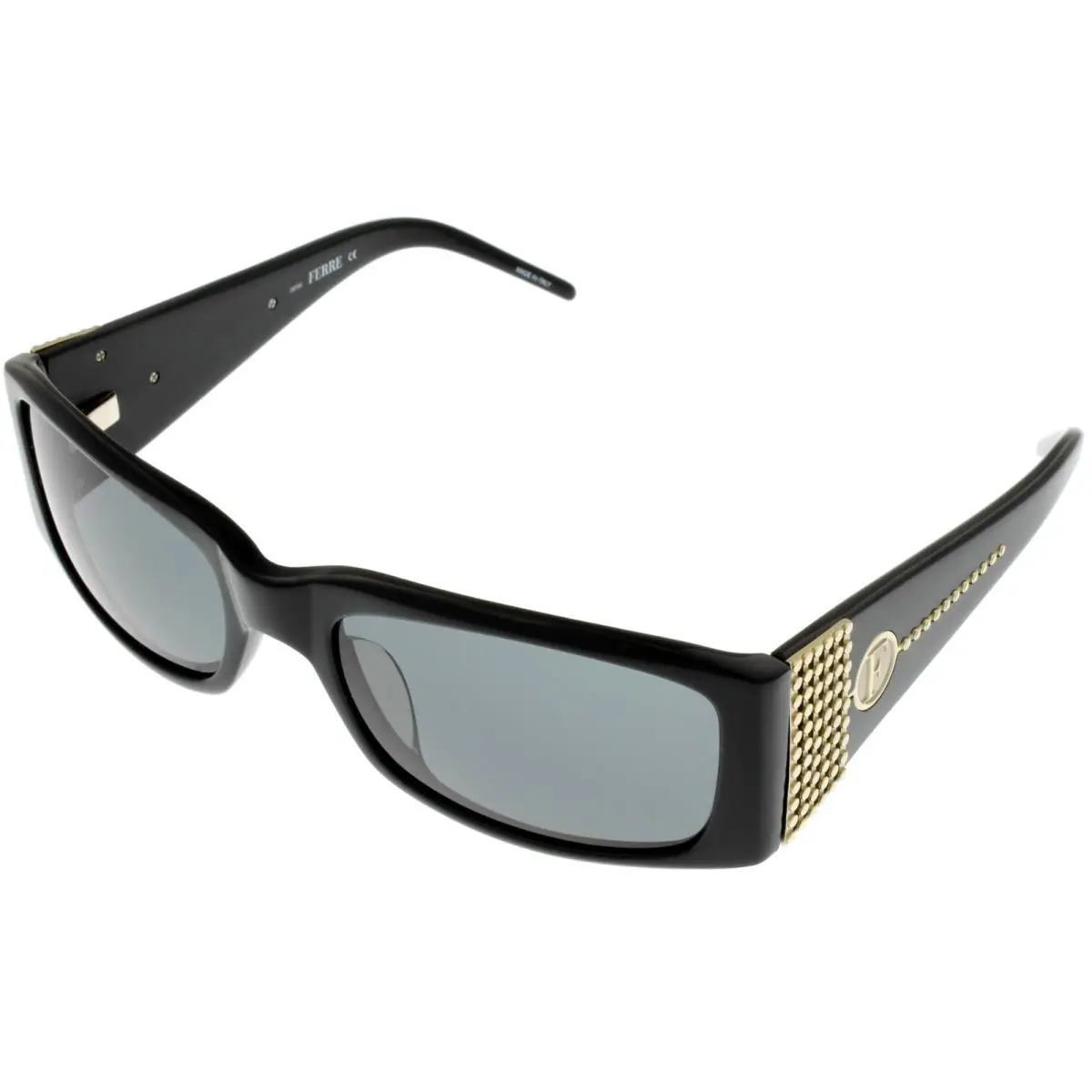 Sunglasses Women Black Gold Swarovski Rectangular GF814 01 by Gianfranco Ferre