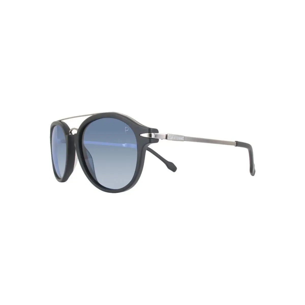 Unisex Round Sunglasses Blue Polarized Lens Matte Black Frame by Gianfranco Ferre