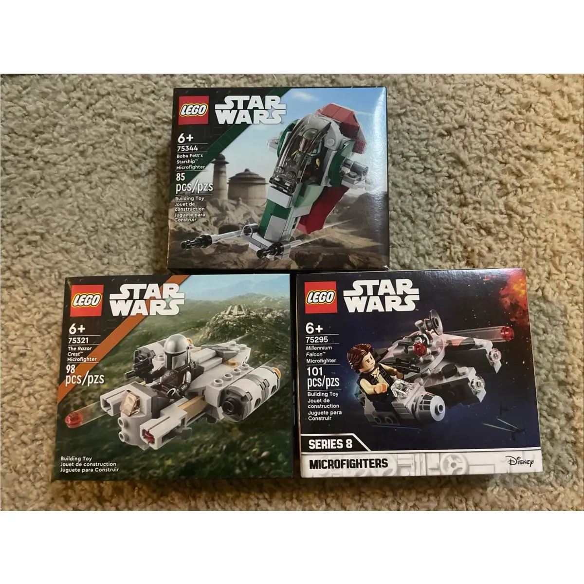 Lego Star Wars Millennium Falcon Microfighter 75295 + 75321 Razor Crest + 75344