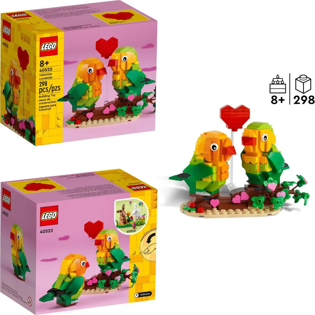 Lego 40522 – Valentine Lovebirds Retired Set + Heart Decor 298 Pieces Retired