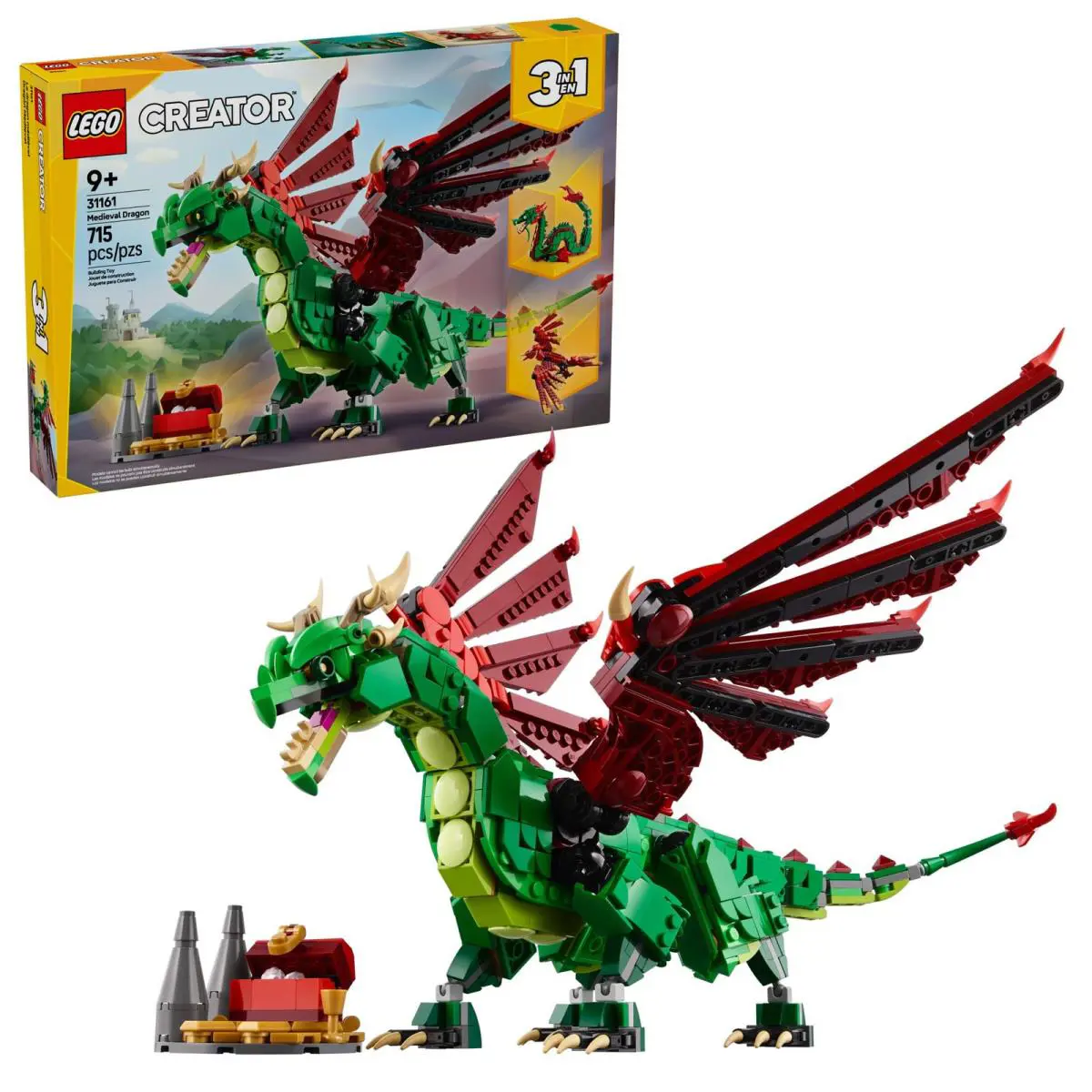 Lego Creator 3 in 1 Medieval Dragon Toy - Building with 3 Multicolor