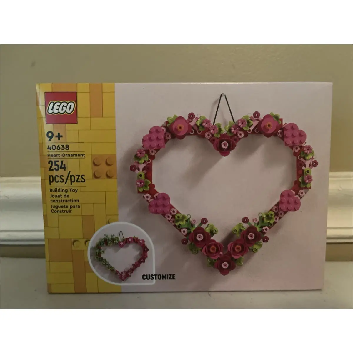 Lego Love Heart Ornament Building Toy Kit Heart Shaped Flowers 40638