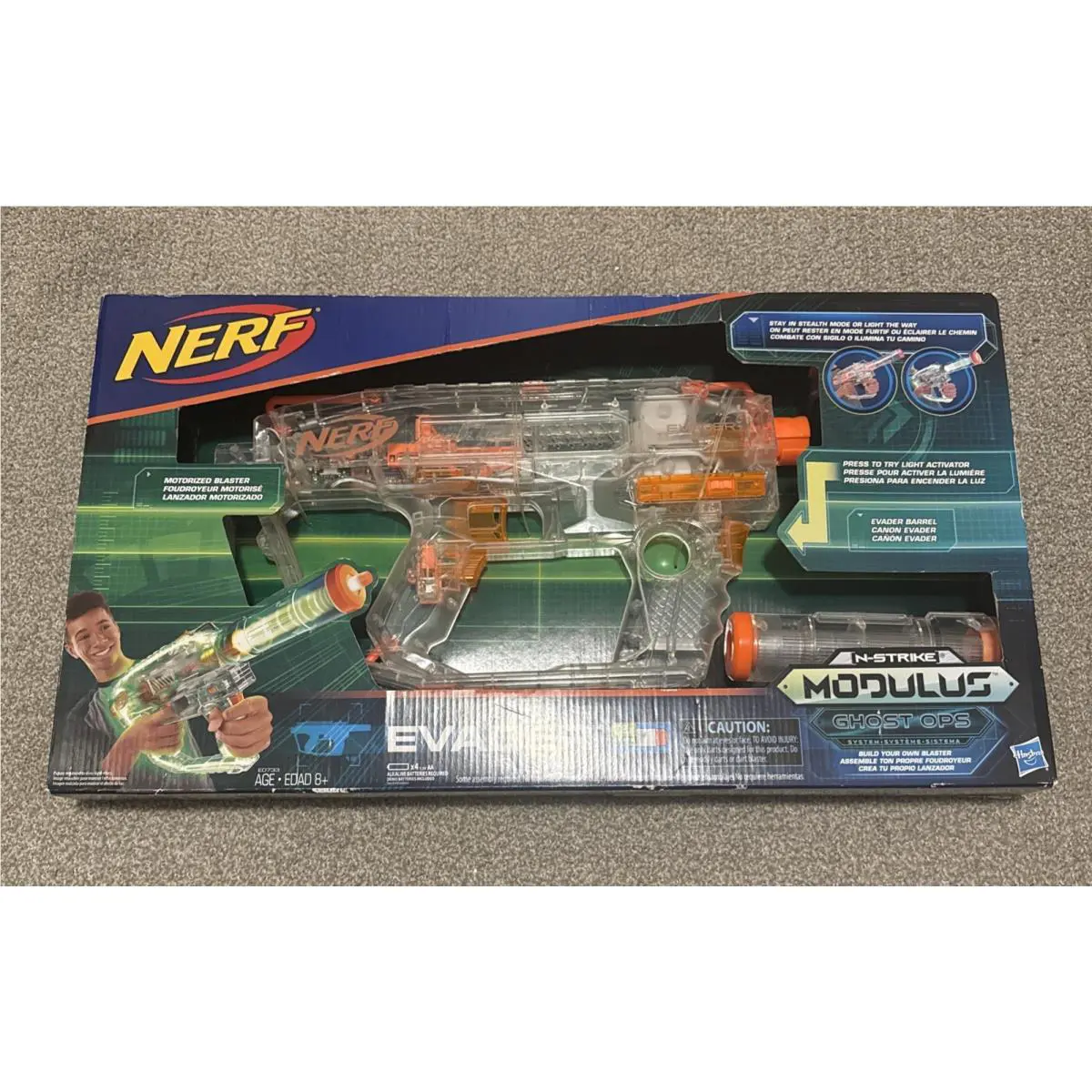 Nerf Modulus Ghost Ops Evader Motorized Blaster Light-up See-through