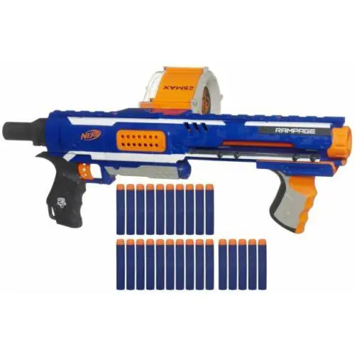 Nerf Rampage N-strike Elite Toy Blaster with 25 Dart Drum Slam Fire Darts