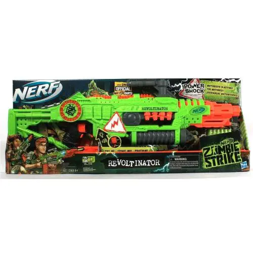 Hasbro Nerf Zombie Strike Power Shock Revoltinator Blaster with Clip 18 Darts