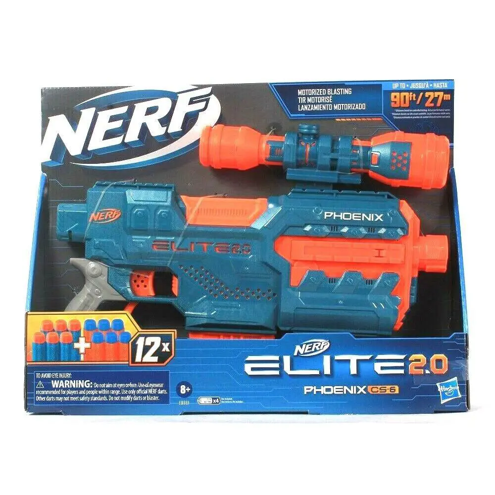 Hasbro Nerf Elite 2.0 Phoenix CS-6 Motorized Blaster 12 Darts Age 8 Years Up