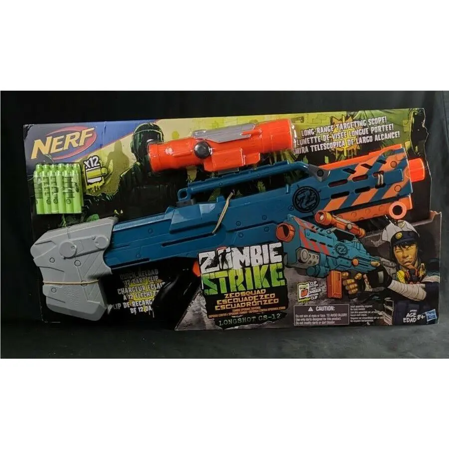 Nerf Zombie Strike Zed Squad Longshot CS-12 Blaster / Rare