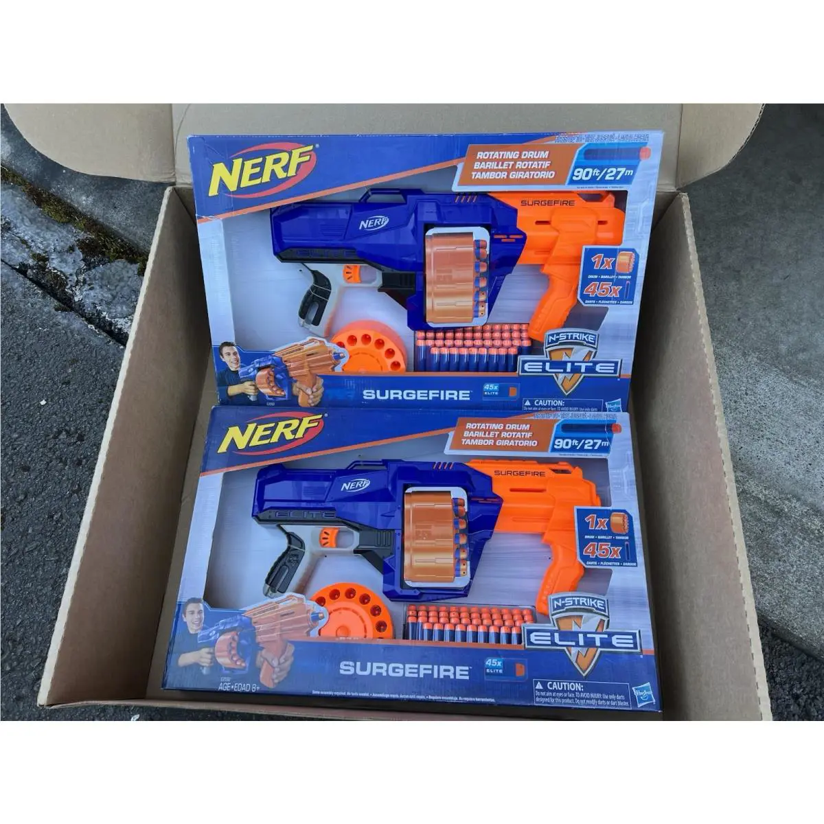 2x Nerf N-strike Elite Surgefire with Rotating Drum and 90 Darts