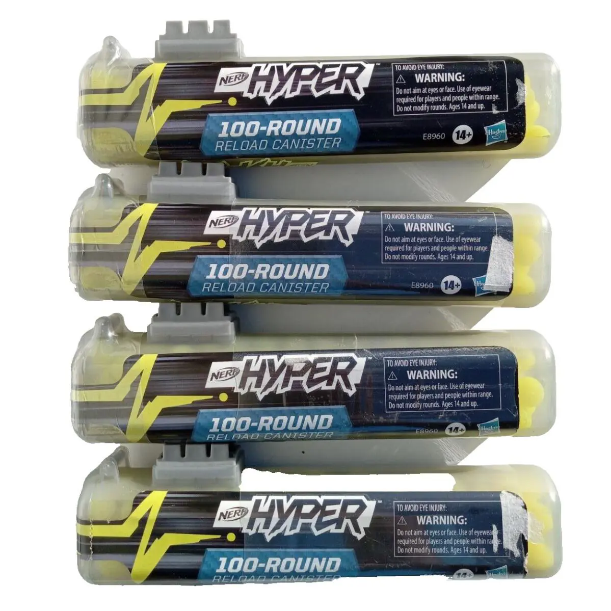 Nerf Hyper 100-Round Refill Canister Contains 100 Rounds Lot of 4 Cannisters