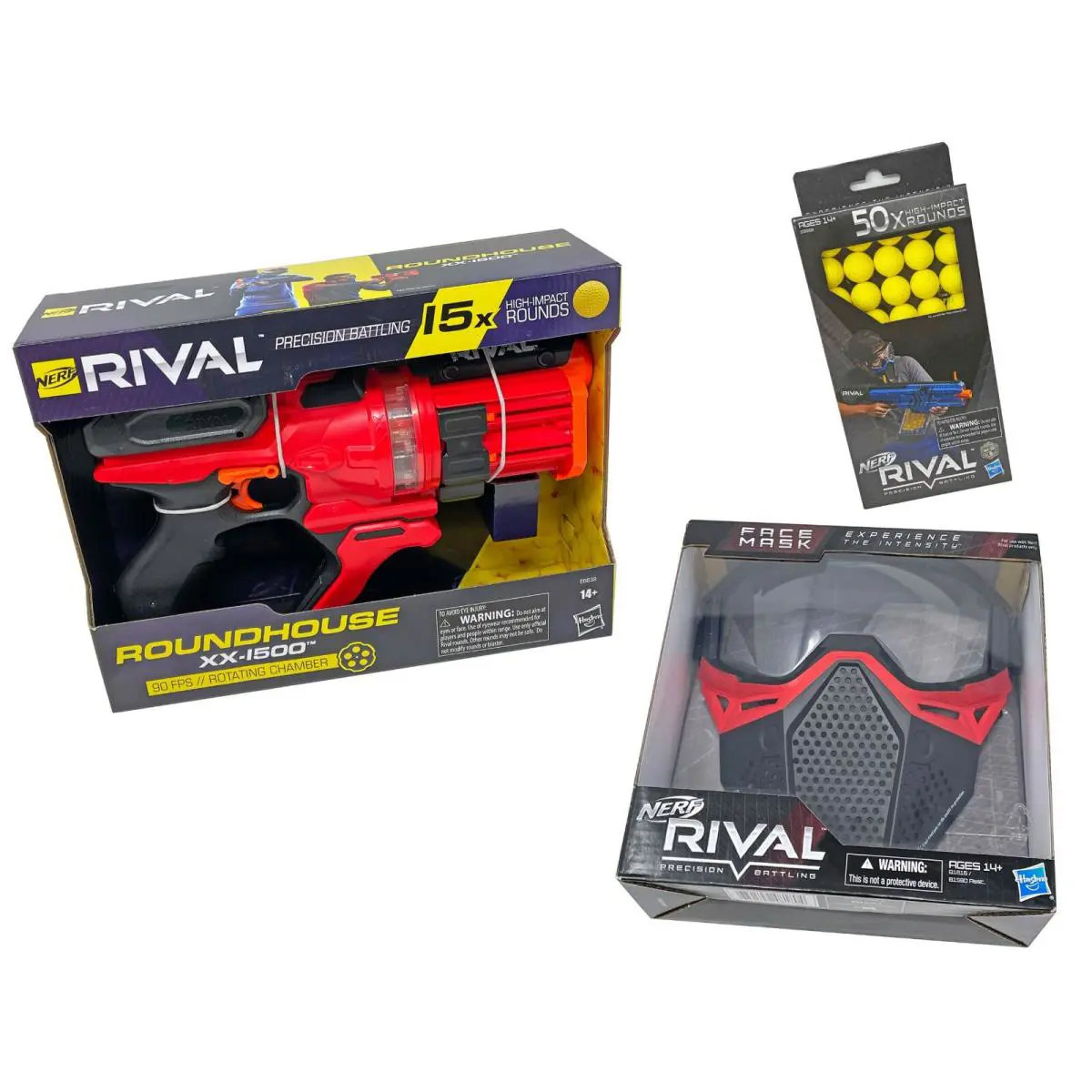 Nerf Rival Roundhouse XX-1500 Red Blaster with Face Mask and 50 Extra Rounds