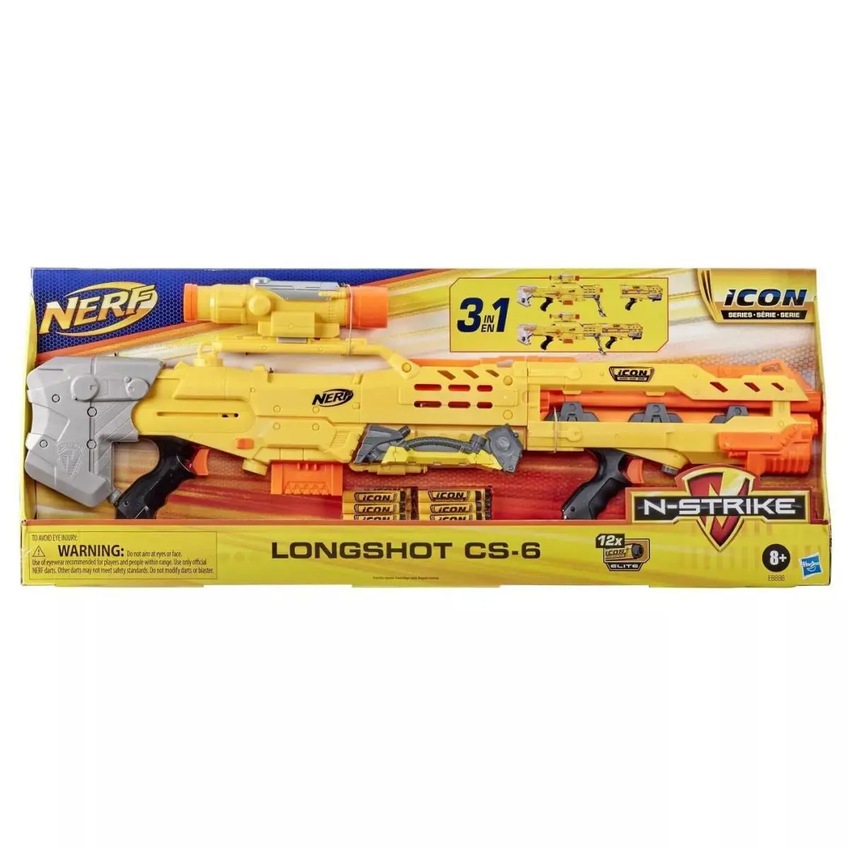 Nerf N-strike Longshot CS-6 Icon Series 3 in 1 Sniper Toy Blaster
