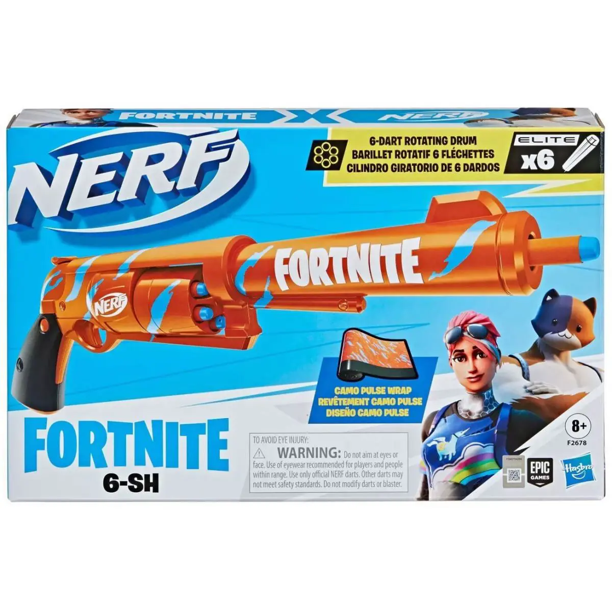 Nerf Fortnite 6-SH Dart Blaster Toy Camo Pulse Wrap