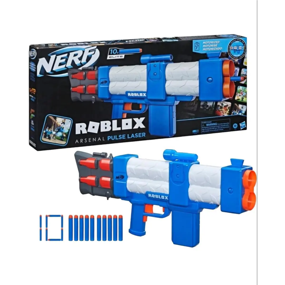 Nerf Roblox Arsenal Pulse Laser Motorized Dart Blaster 10 Elite Darts with Clip