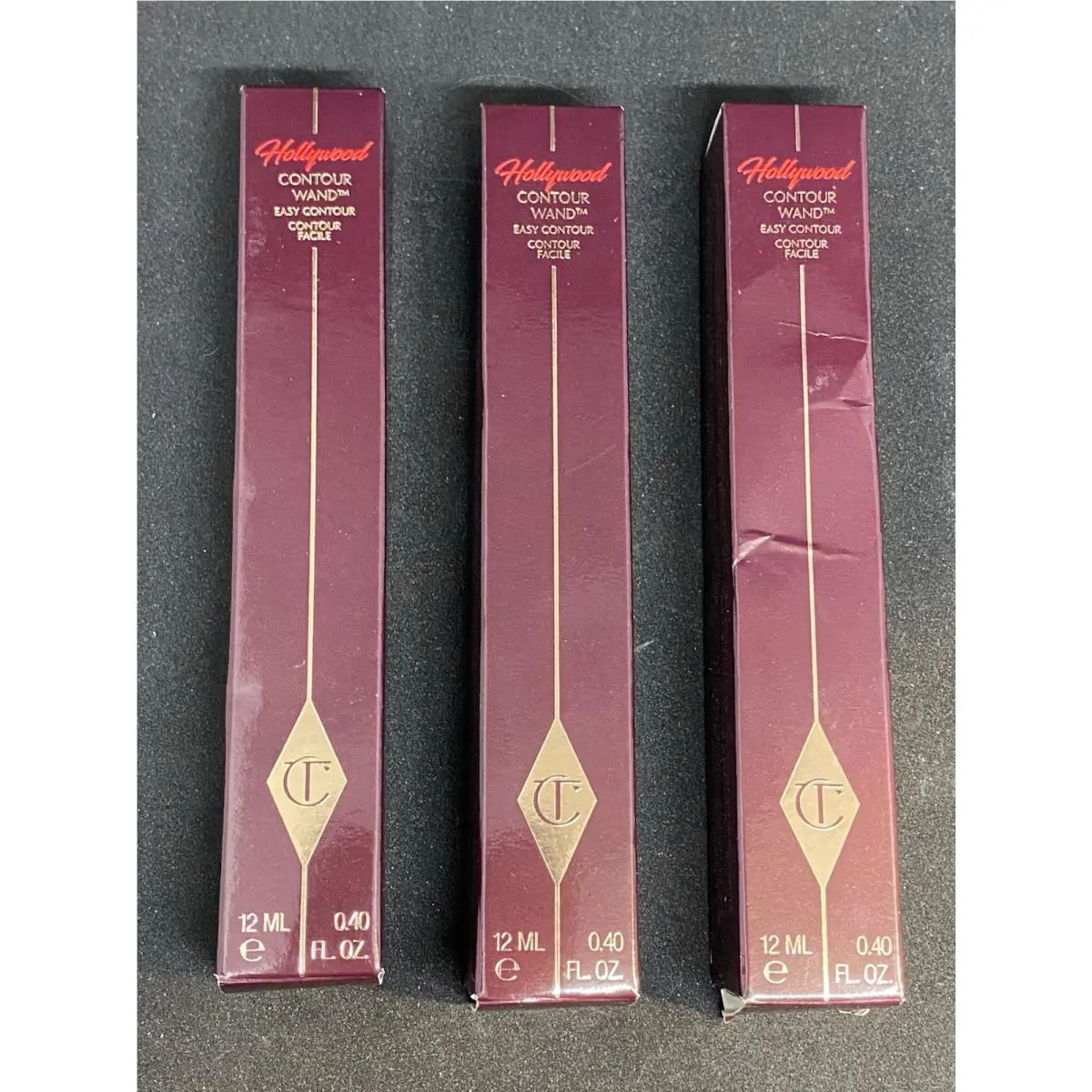 Lot of 3 Charlotte Tilbury Hollywood Contour Wand Fair-medium .40 fl oz Read