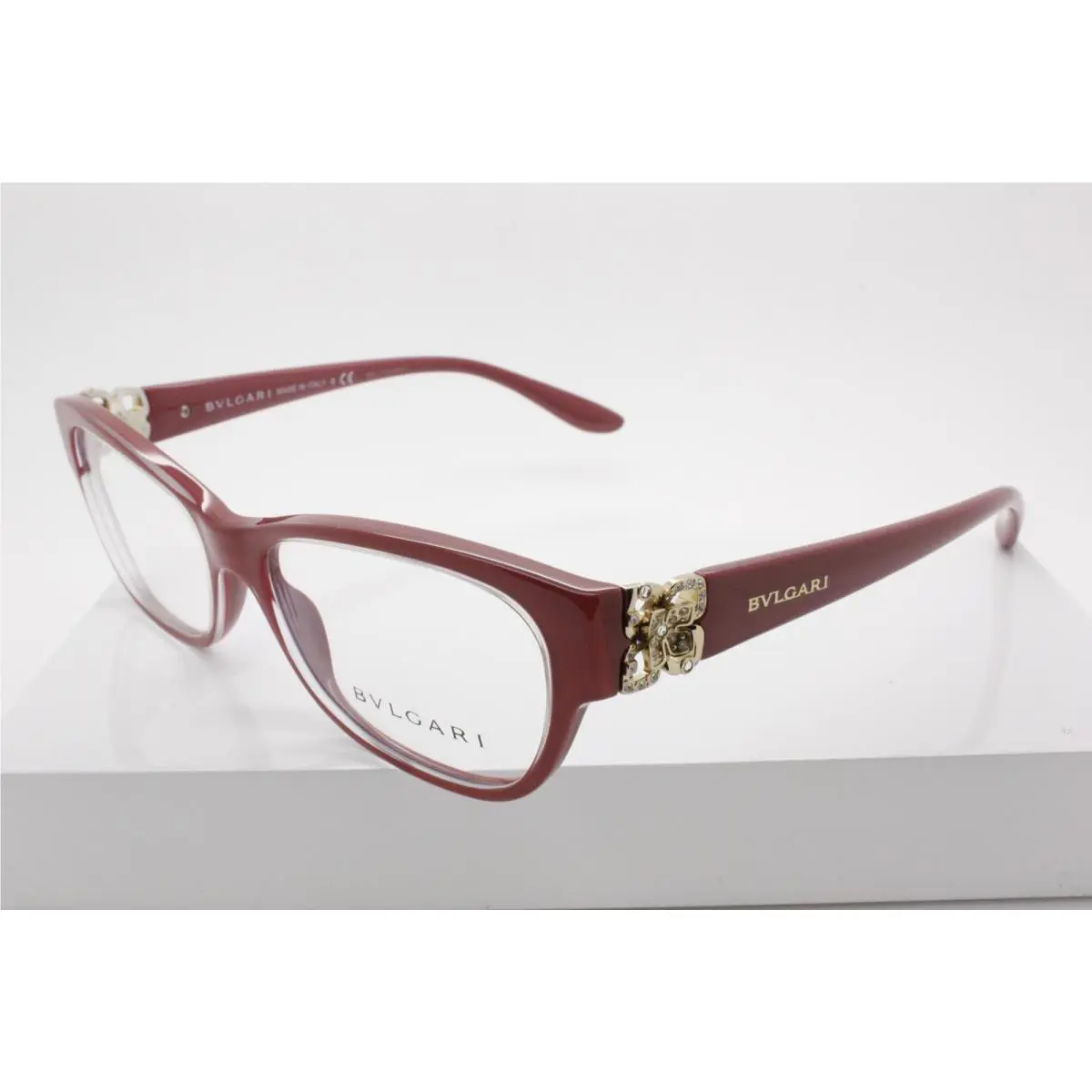 4124-B Full Rim Plastic Eyeglasses w Clear Crystals Size 54-16-140 mm 5380 Pink by Bvlgari