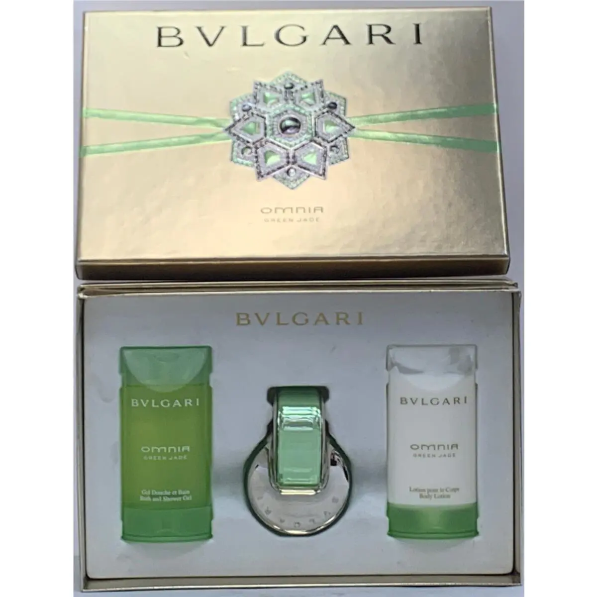 Bvlgari Green Jade Gift Set Edt 40ml Spray/s.gel 75ml/ B.lotion 75ml Rare
