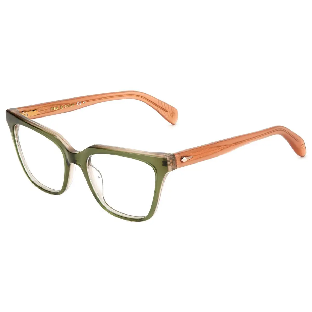Rag Bone Women`s Square Cat Eye Eyeglass Frame - RNB3057 Green/Clear Demo (01ED-18) by Rag & Bone