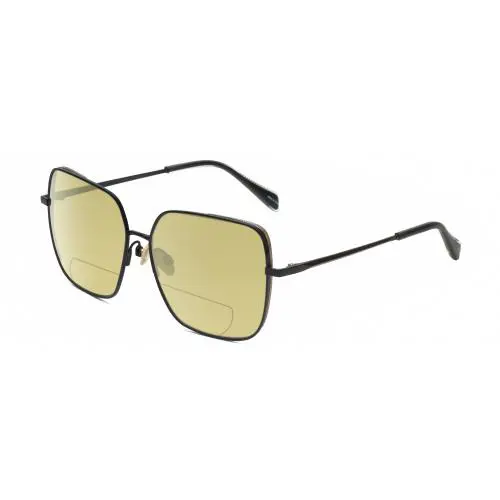 Rag Bone RNB1054/G/S Womens Polarized Bifocal Sunglasses Black Gold Crystal 58mm