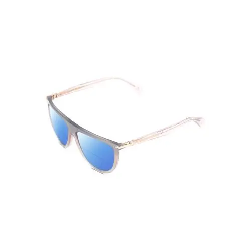 Rag Bone 1056 Unisex Polarized Bifocal Sunglasses in Crystal Grey 57mm 41 Option Blue Mirror by Rag & Bone