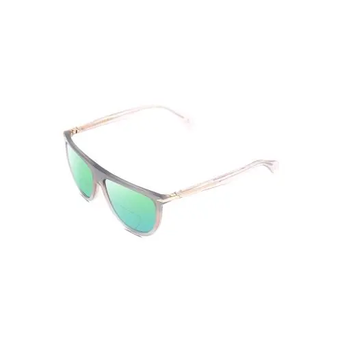 Rag Bone 1056 Unisex Polarized Bifocal Sunglasses in Crystal Grey 57mm 41 Option Green Mirror by Rag & Bone