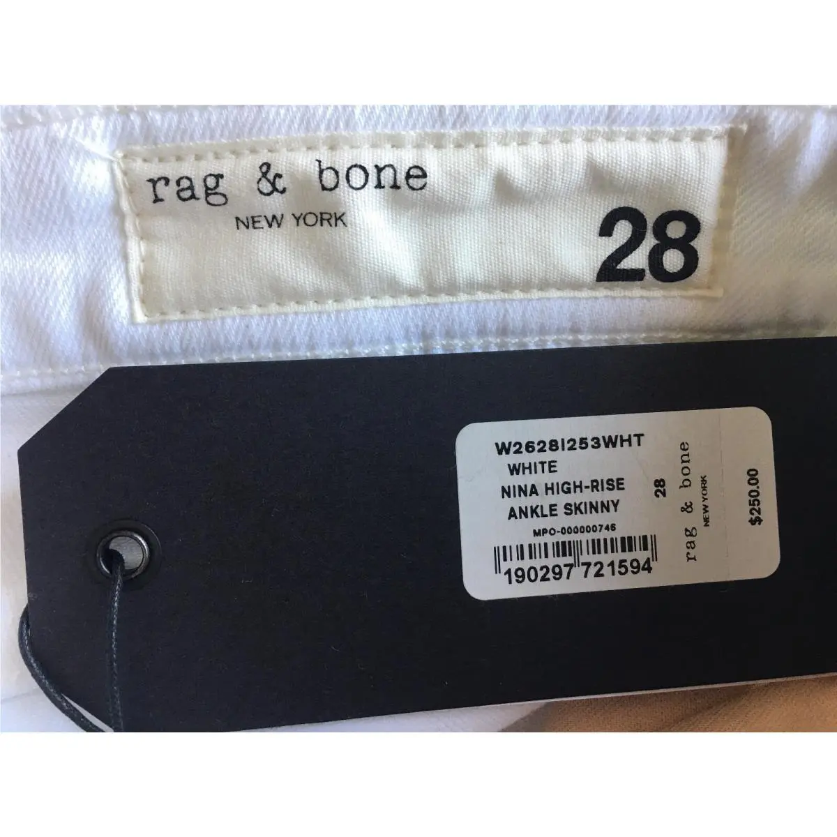 Rag Bone Women’s Nina High-rise Ancle Skinny Jeans White: W2628I253WHT