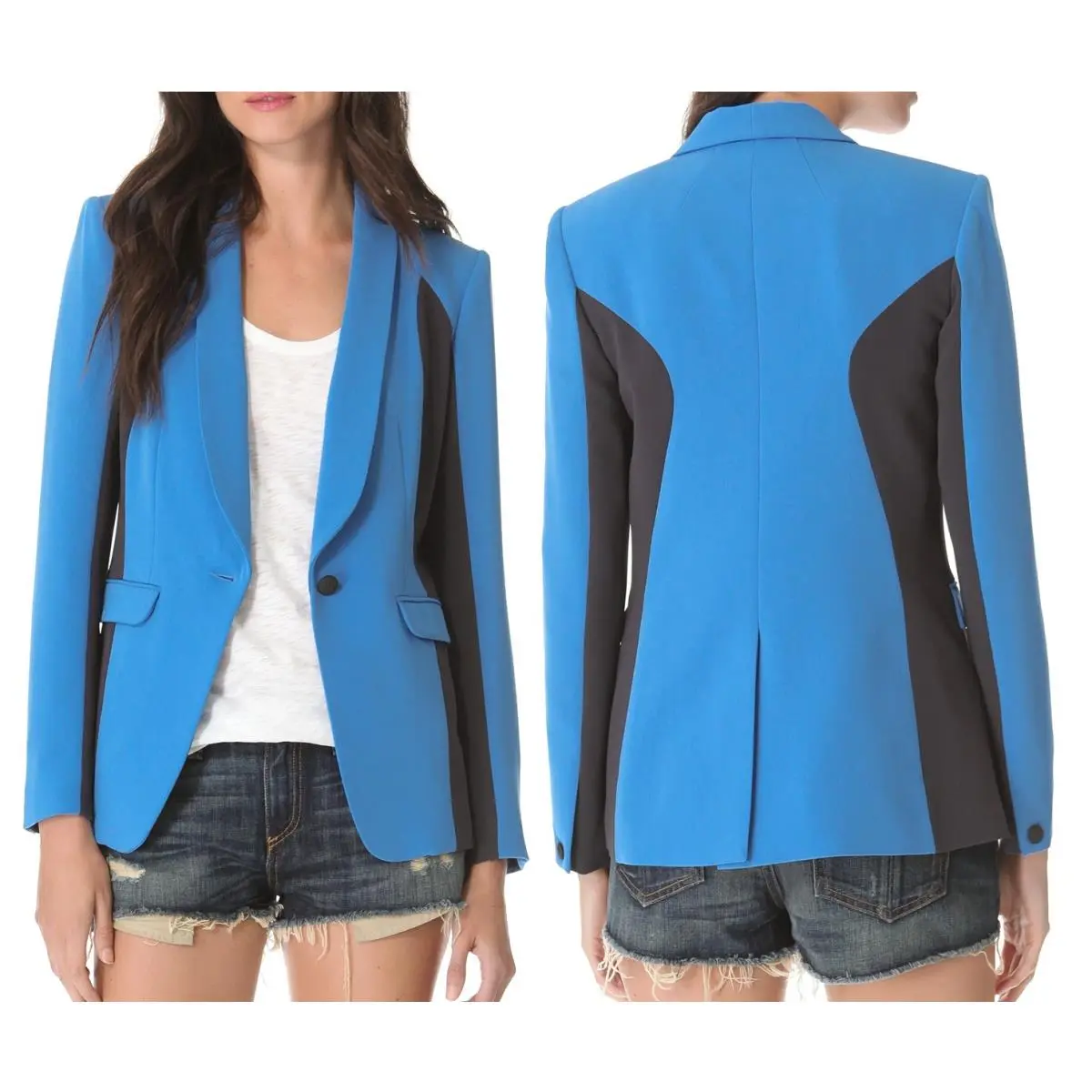 Rag Bone Colorblock Crepe Blazer Silk Cotton Lining