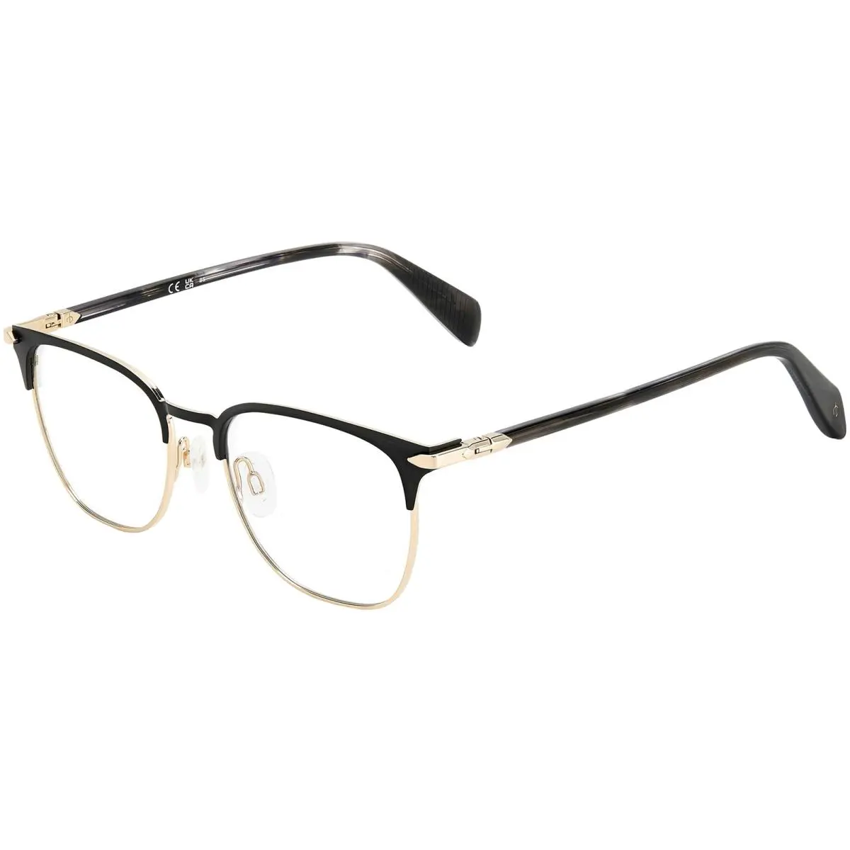 Rag Bone Men`s Browline Soft Square Eyeglass Frames - RNB7057G Matte Black/Clear (0FLL-18) by Rag & Bone
