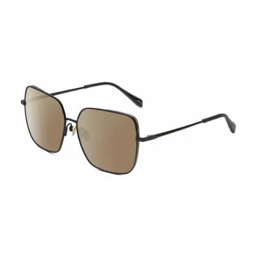 Rag Bone RNB1054/G/S Women`s Polarized Sunglasses Black Gold Crystal 58mm 4 Opt Amber Brown Polar by Rag & Bone