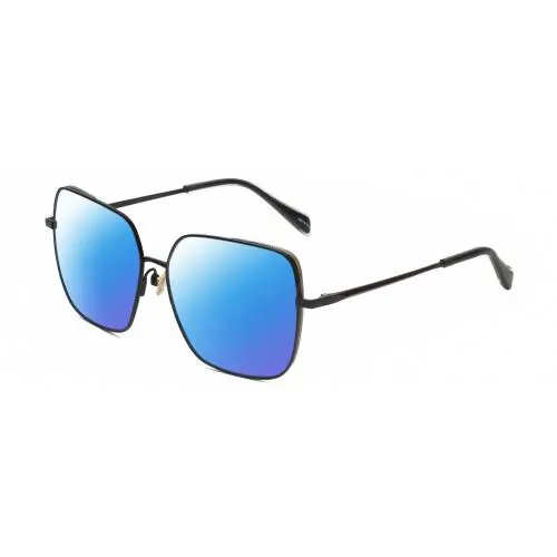 Rag Bone RNB1054/G/S Women`s Polarized Sunglasses Black Gold Crystal 58mm 4 Opt Blue Mirror Polar by Rag & Bone