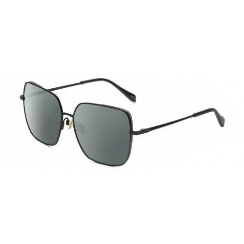Rag Bone RNB1054/G/S Women`s Polarized Sunglasses Black Gold Crystal 58mm 4 Opt Smoke Grey Polar by Rag & Bone