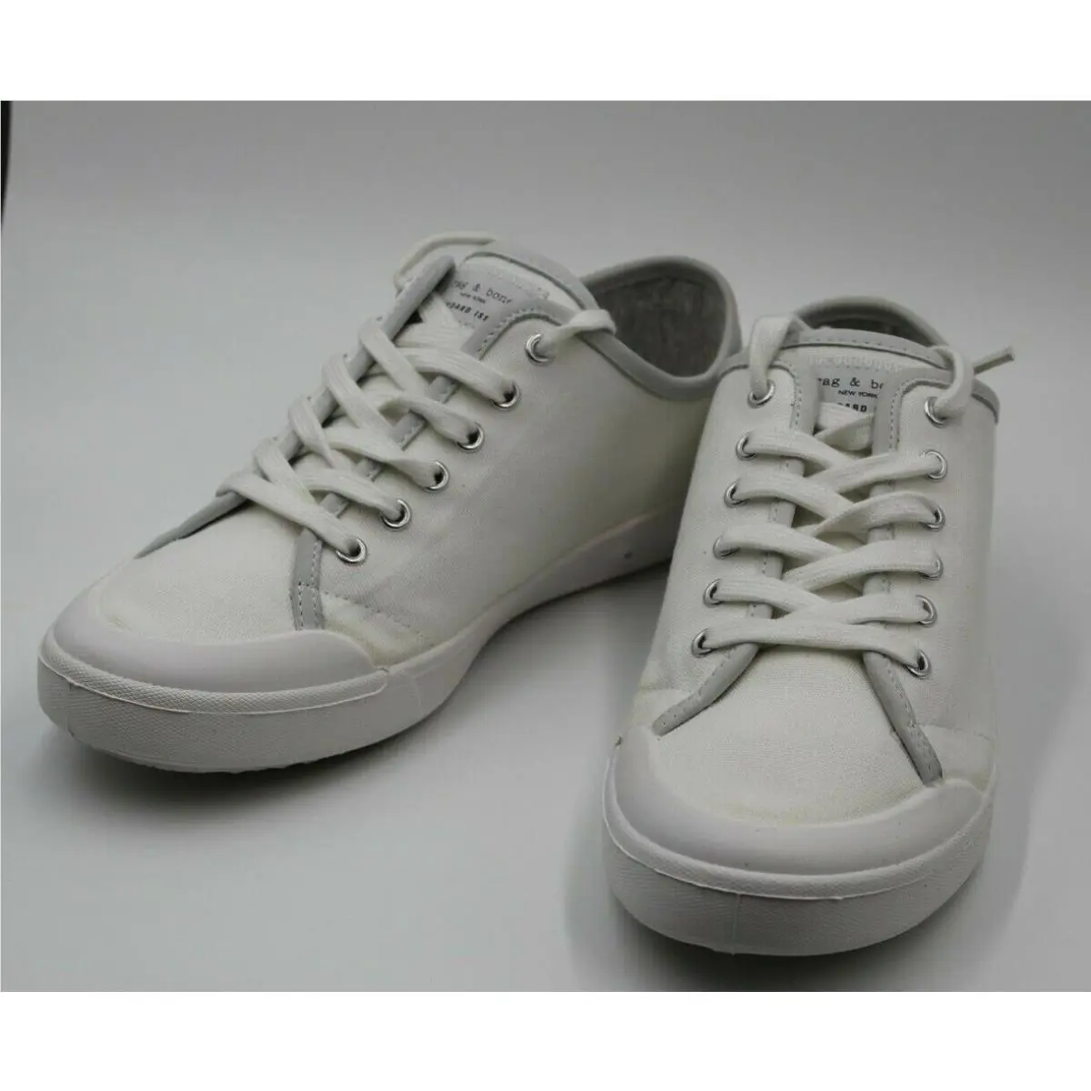 Rag Bone Women`s Low Top Standard Issue Lace Up Low Top White Silver Sneakers