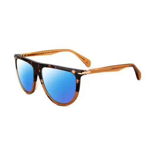 Rag Bone 1056 Unisex Polarized Bifocal Sunglasses Havana Tortoise 57mm 41 Option Blue Mirror