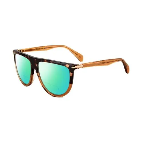 Rag Bone 1056 Unisex Polarized Bifocal Sunglasses Havana Tortoise 57mm 41 Option Green Mirror by Rag & Bone
