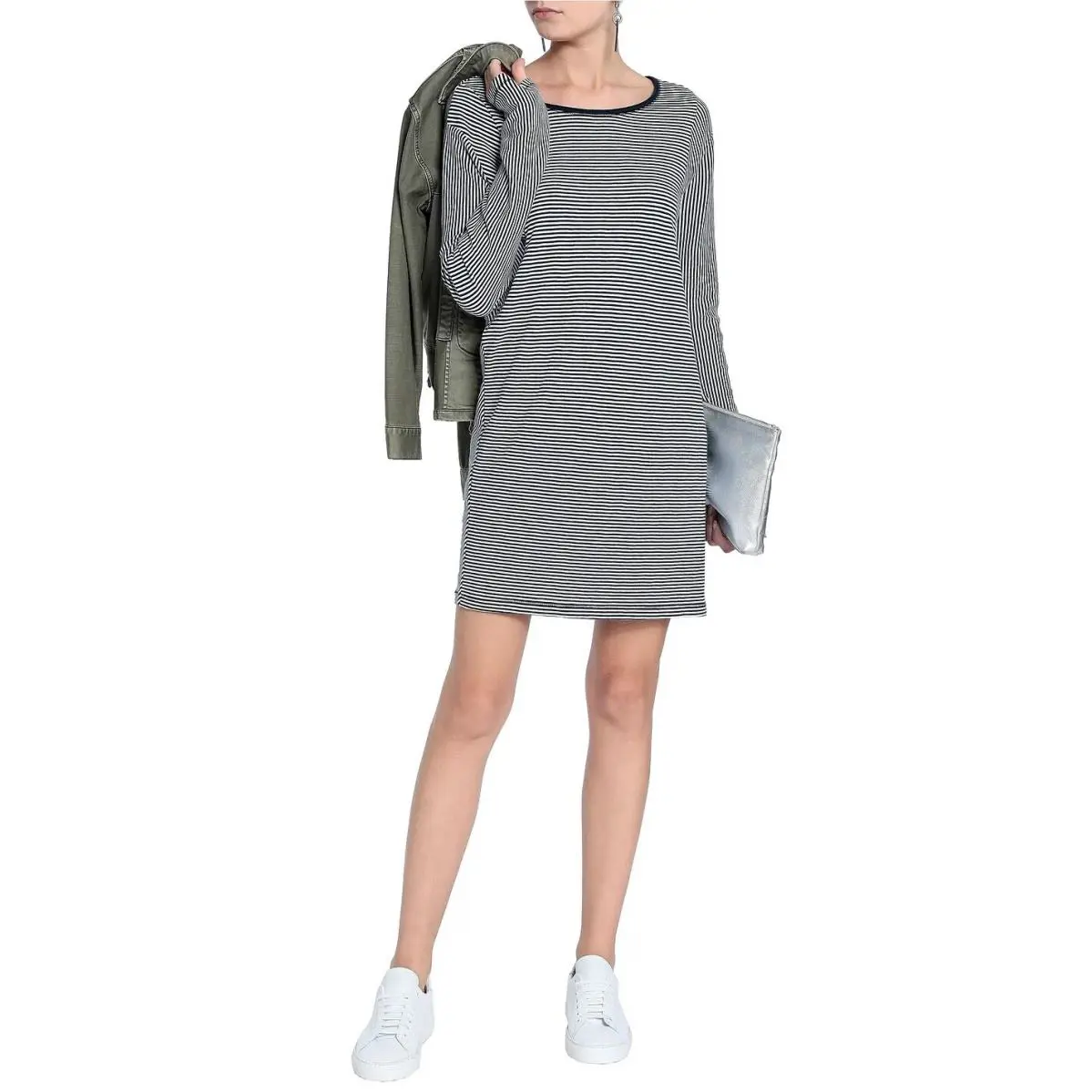 Rag Bone Women’s Striped Knit Dress Cotton Long Sleeve