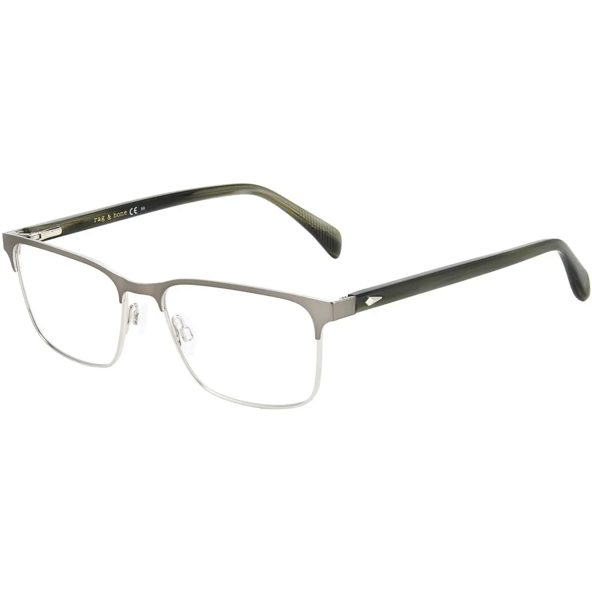 Rag Bone Men`s Browline Rectangle Eyeglass Frames - RNB7051G by Rag & Bone