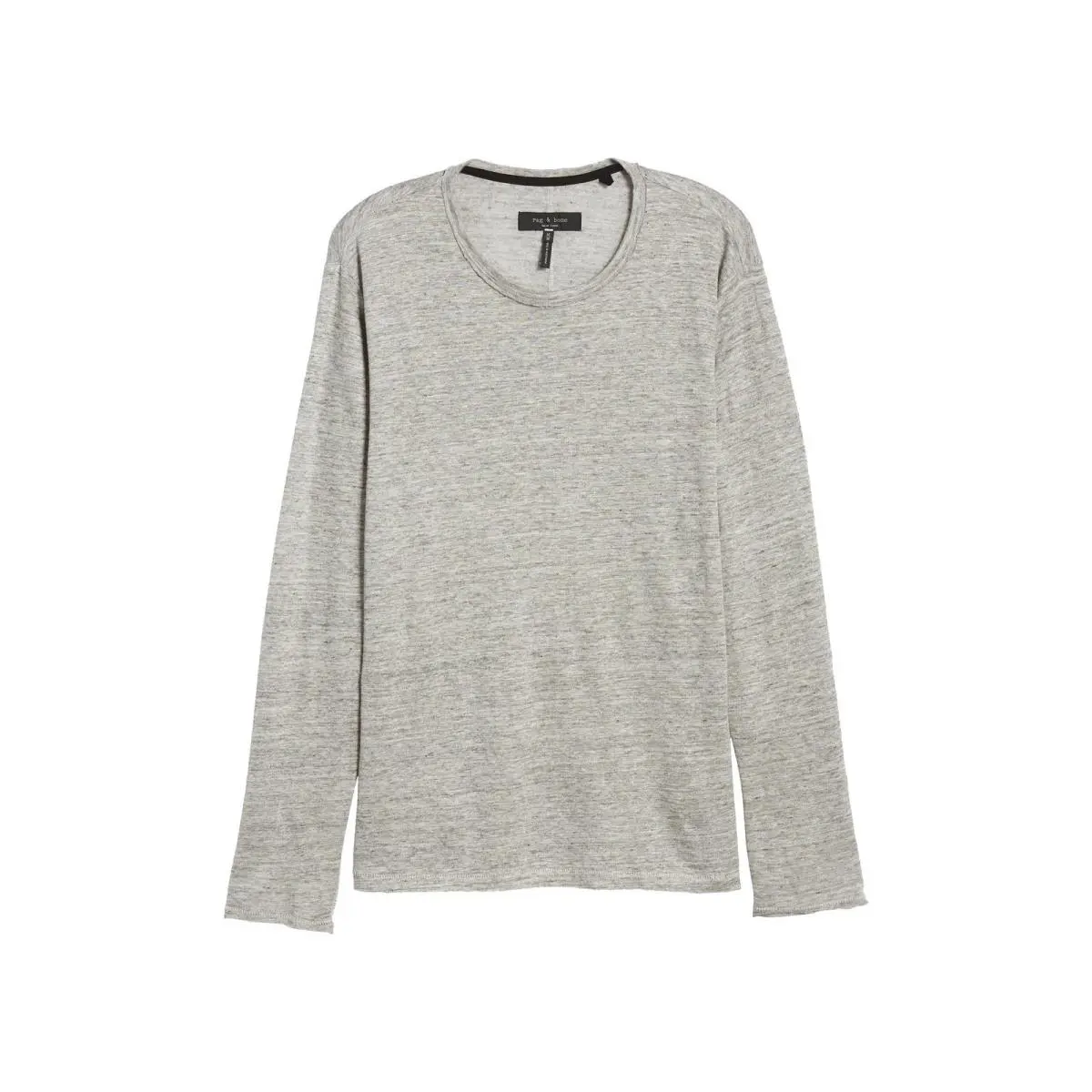 Rag Bone Owen Mens Heather Long Sleeve Linen T-shirt 2XLarge Grey - Grays, Detail: Grey